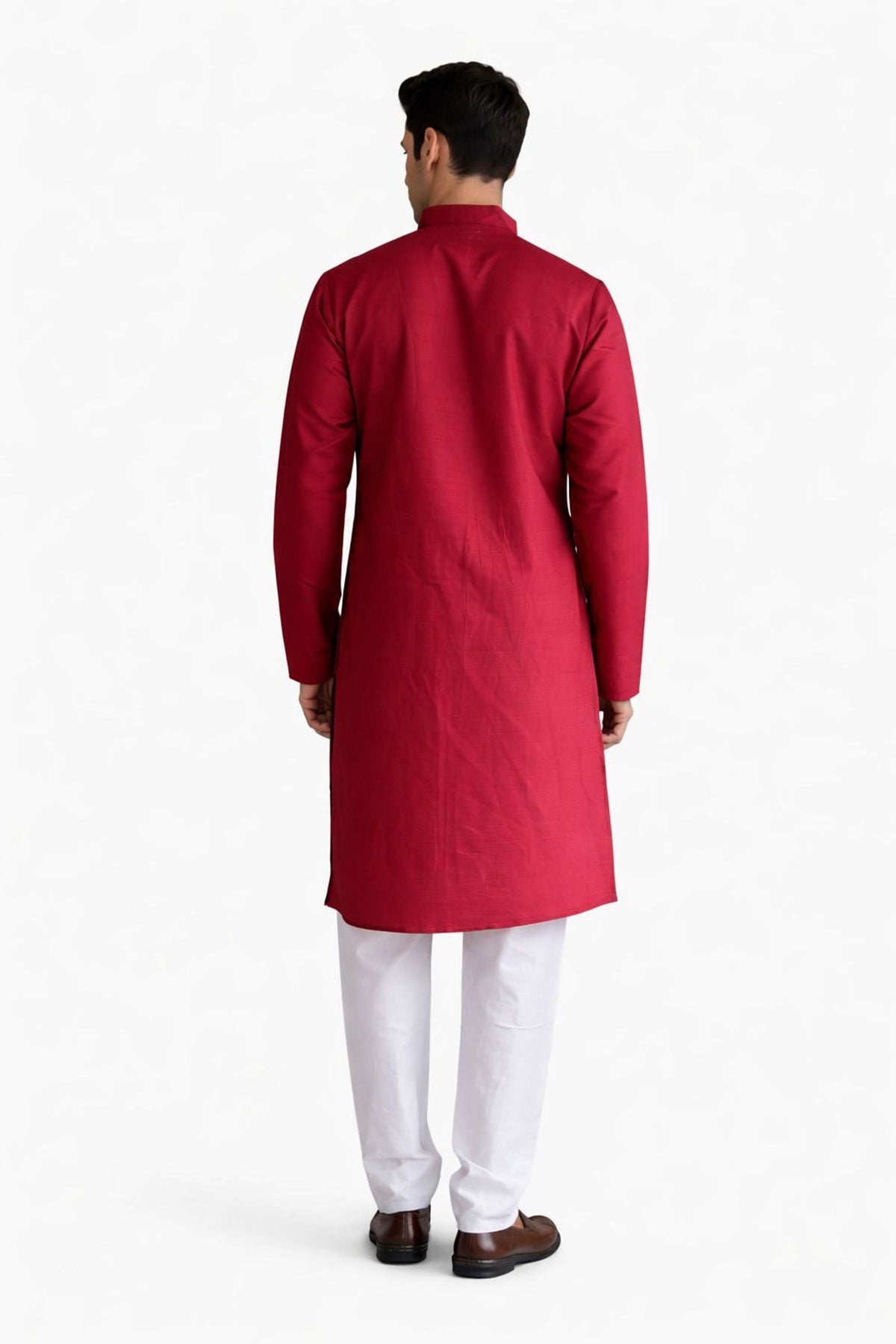 Nexoira Men Embroidered, Abstract Flared Kurta (Maroon) - view 7