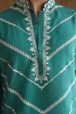 Men's Rama Leheriya Embroidered Sequined  Cotton Silk Kurta