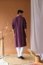 Men's Royal Purple Dori Daman Embroidered Kurta